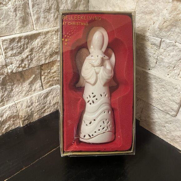 Belleek Living 6” Ivory & Gold Angel Of Peace Figurine Ceramic Tree Topper - Picture 2 of 9